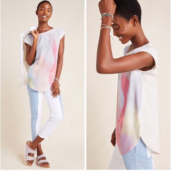 Anthropologie Tops - Tuscany Boatneck Tunic Pink Combo NWT XS
